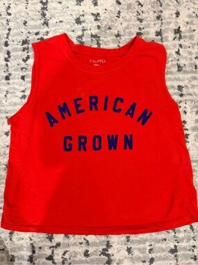 Z Supply Red Crewneck Tee with White Labeling